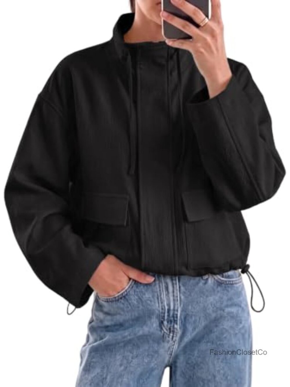 Lightweight Cropped Safari Jacket with Pockets for Women